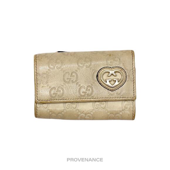 🔴 Gucci GG Heart 6 Key Holder - Cream Guccissima Leather - Picture 1 of 9